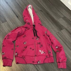 Vintage Volcom Pink Hooded Sweatshirt with Black Detailing